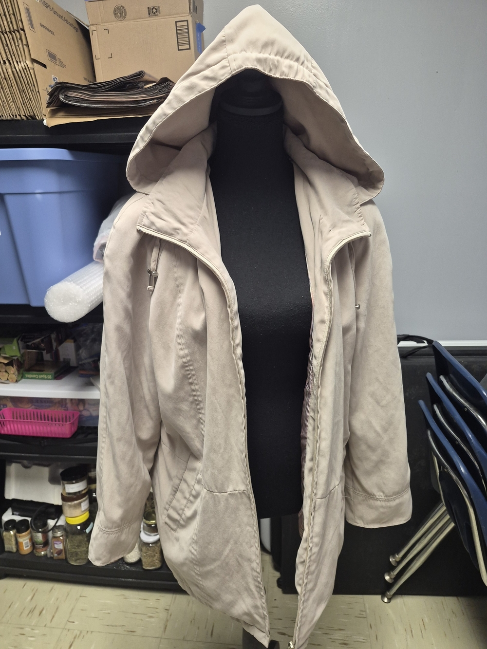 London Fog Hooded Utility Jacket in Light Taupe